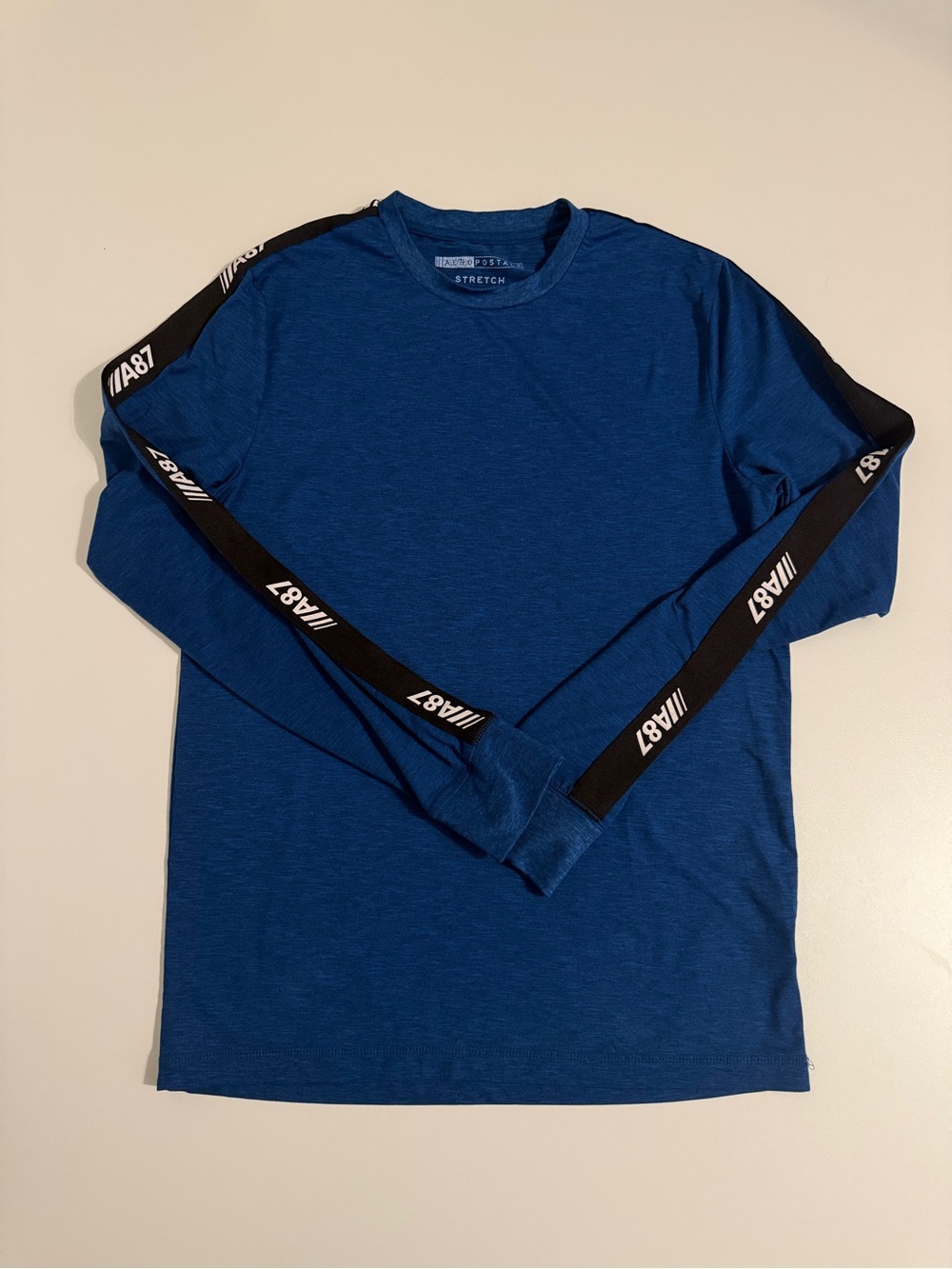 Aeropostale Royal Blue Long-Sleeve Tee with Black Sleeve Tape